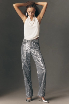 rag & bone Shea Sequin High-Rise Wide-Leg Jeans | Anthropologie (US)