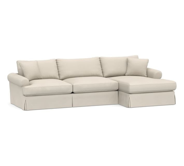 Sullivan Roll Arm Deep Seat Slipcovered Sofa Chaise Sectional | Pottery Barn (US)