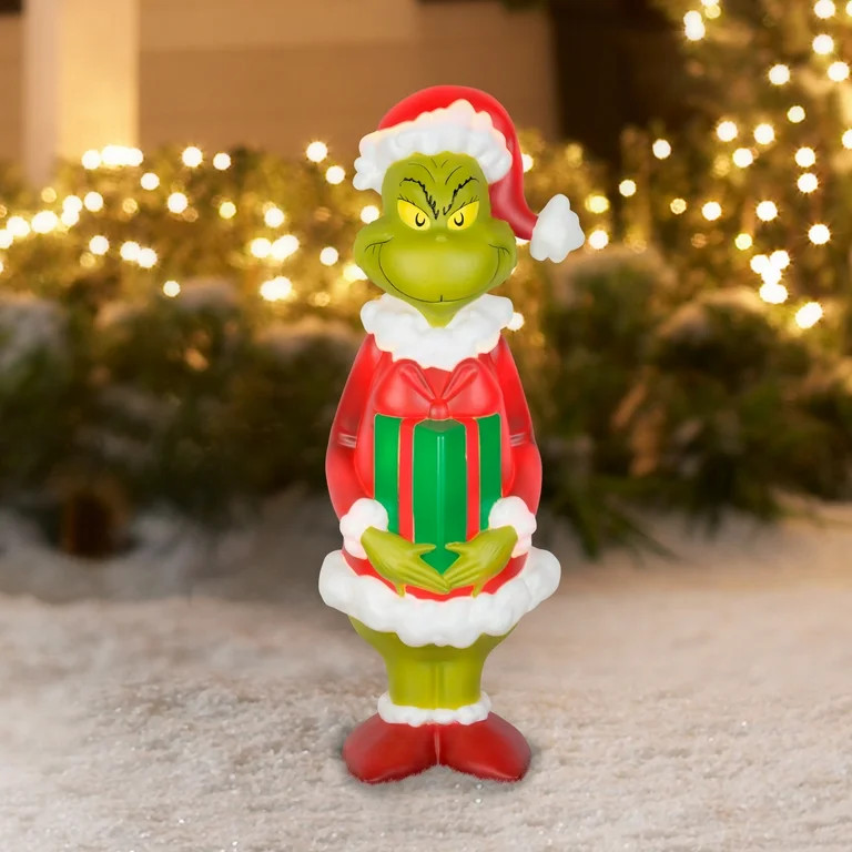 36 inch LED Lighted the Grinch with Christmas Present Blow Mold Green Christmas Décor Dr Seuss | Walmart (US)