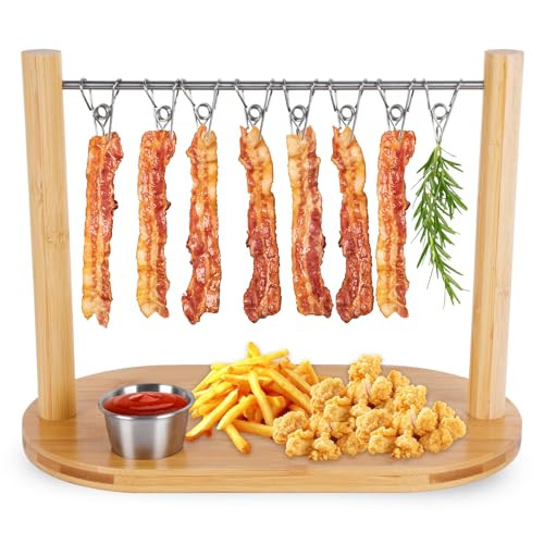 SoeKoa Bacon Display Rack, Bacon Holder with Bacon Serving Dissents, Suspended Exquisite Bacon Holder, Bacon Tray for Bacon Gifts, Birthday Parties, Party Activities, Countertop Display Of Bacon Rack | Amazon (US)