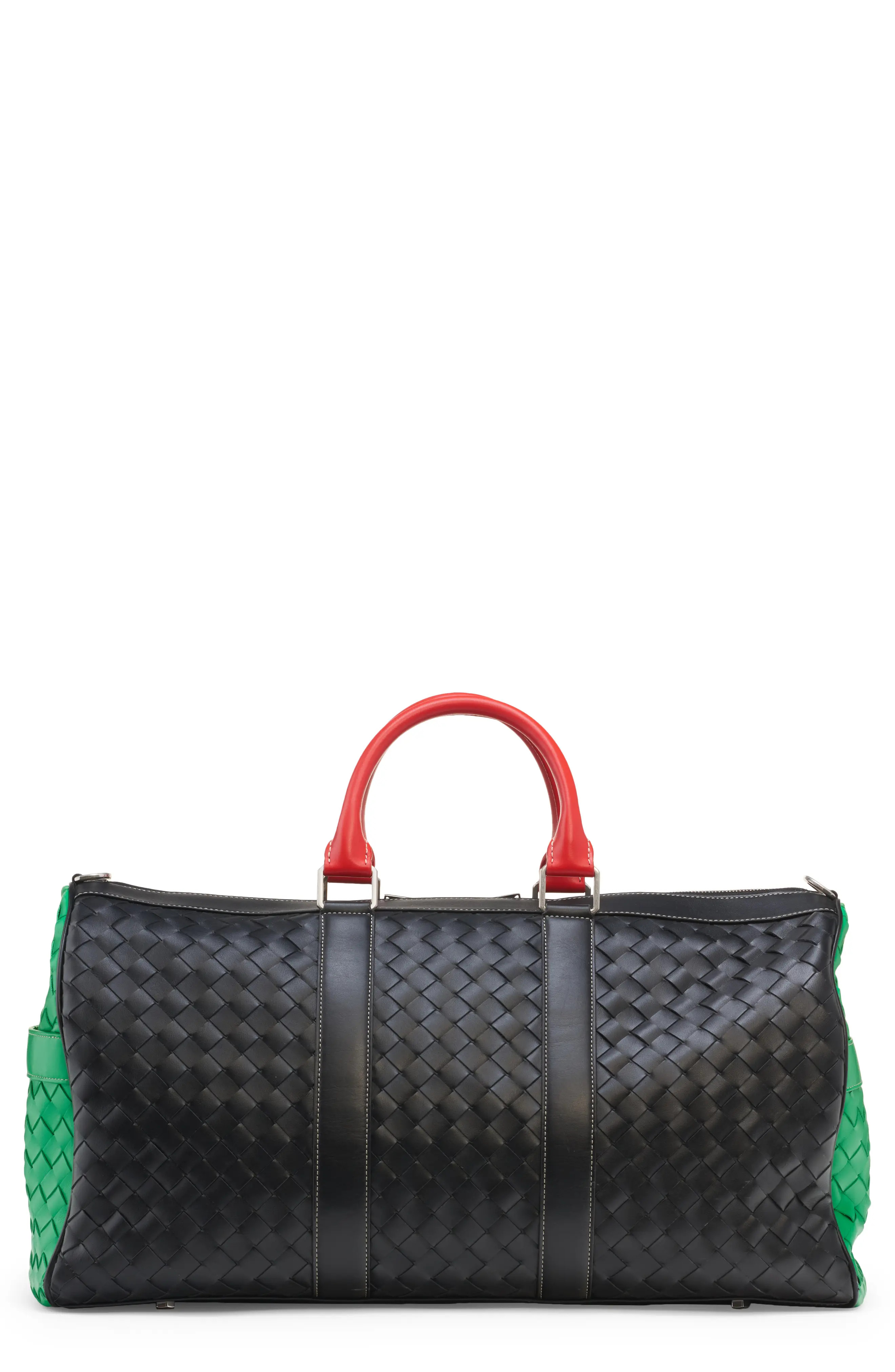 Bottega Veneta Medium Classic Intrecciato Colorblock Duffle Bag in Black Multi at Nordstrom | Nordstrom