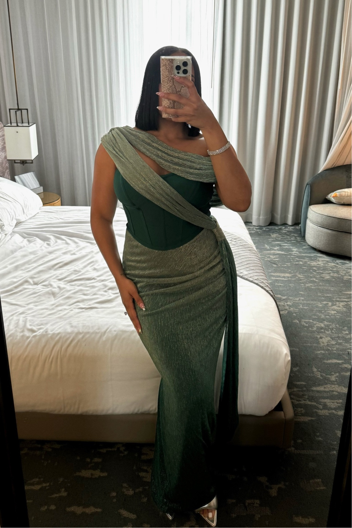 green celestina draped maxi dress Jluxlabel Women's Celestina Draped Maxi Dress main image 0