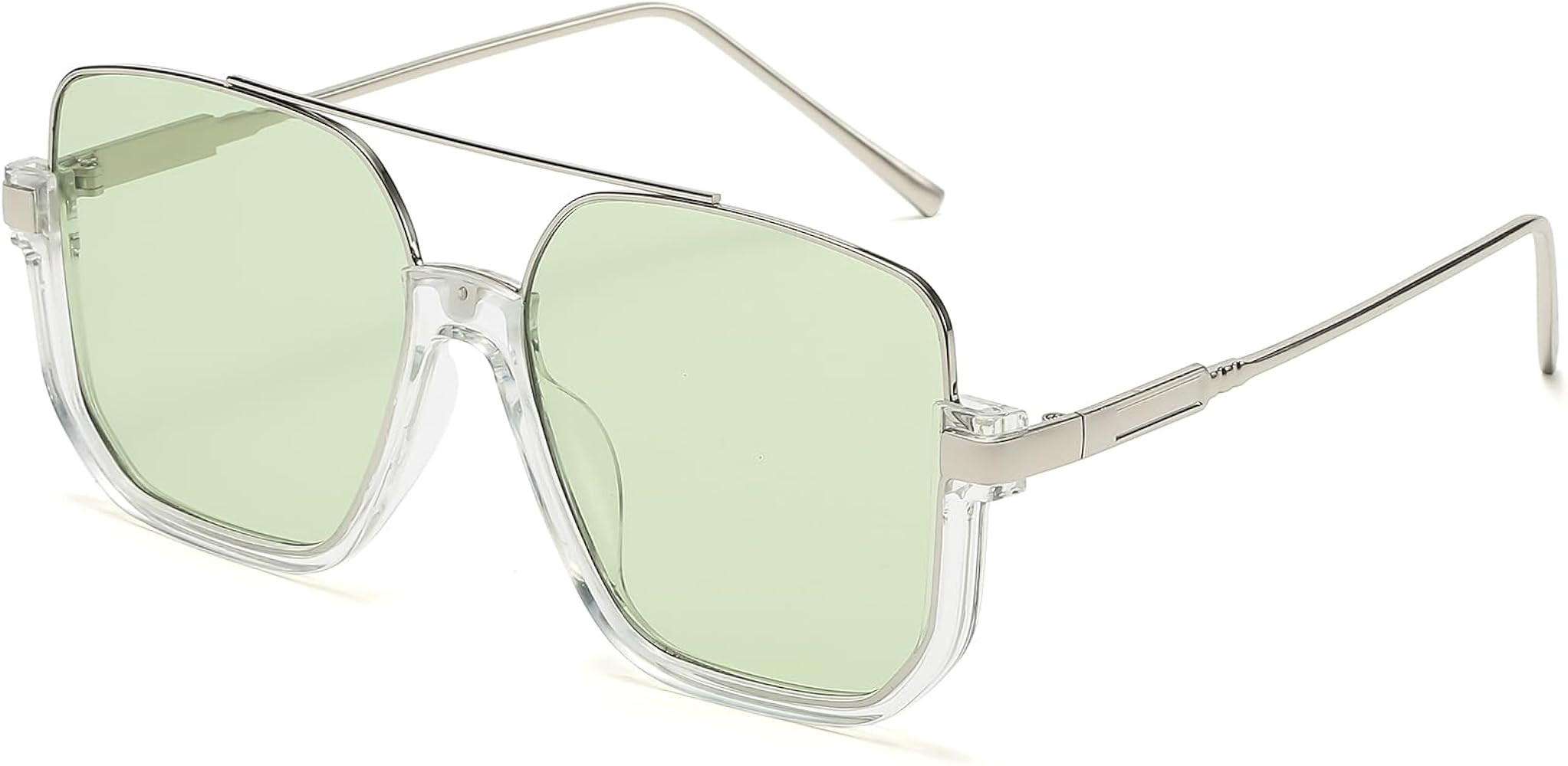 Vintage Square Oversized Aviator Sunglasses for Women Men Semi-Rimless Glasses 70s Trendy Stylish... | Amazon (US)