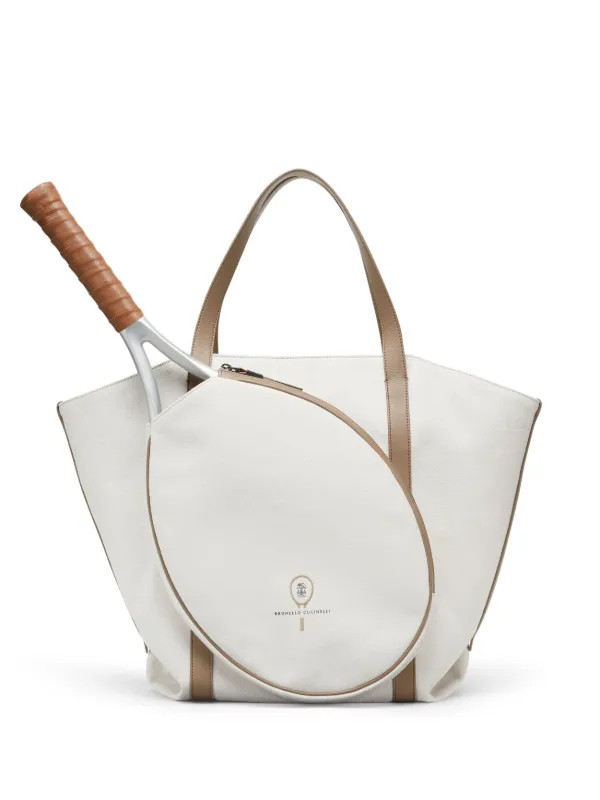 Brunello Cucinelli Canvas Tennis Tote Bag | White | FARFETCH NZ | Farfetch Global