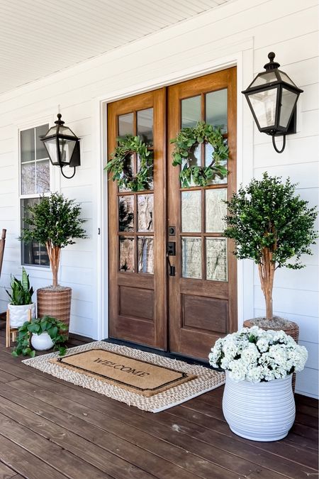 Back in stock! Get them before they’re gone again seasonal porch decor front door decor curb appeal outdoor trees planters exterior lighting lantern wreath eucalyptus tree layered rug and doormat  spring front porch, and door decor artificial silk trees, flowers, and plants

#LTKhome #LTKSeasonal #LTKstyletip