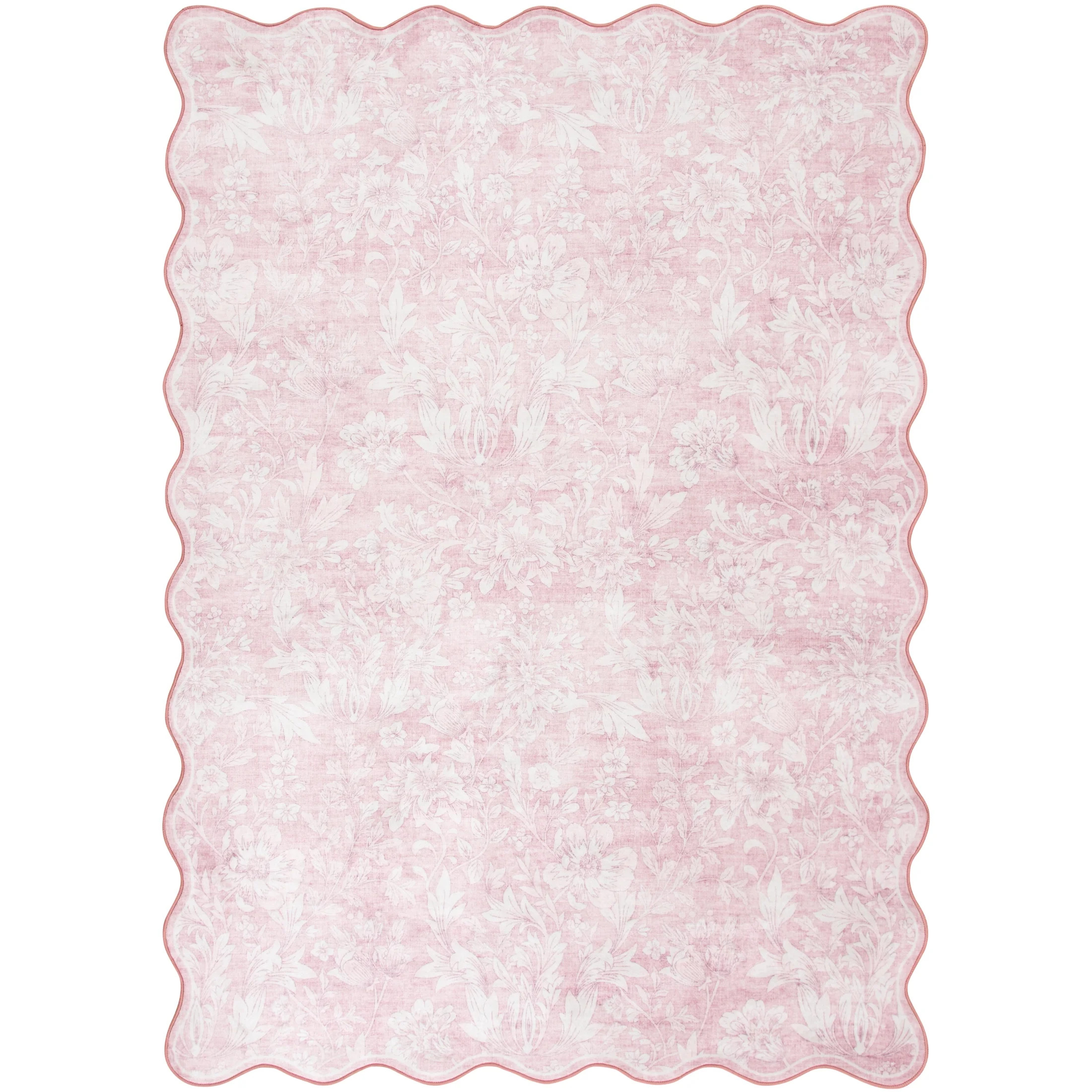 Mainstays 5'x7' Pink Feather Faux Fur Scalloped Indoor Area Rug | Walmart (US)