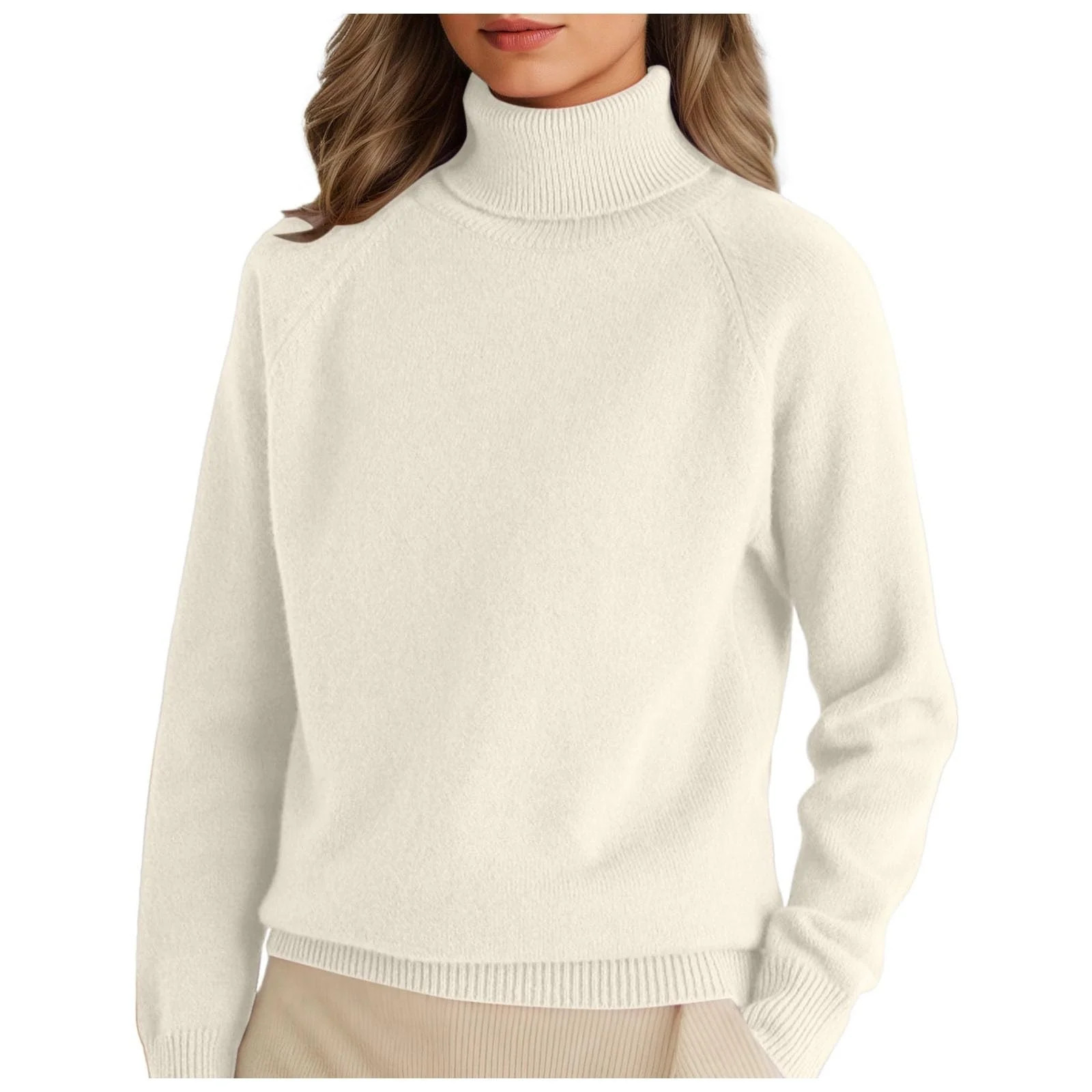 Breezora Half Turtleneck Knitted Pullover Sweater Women Long Sleeve Warm Jumper Top Relaxed Fit C... | Walmart (US)
