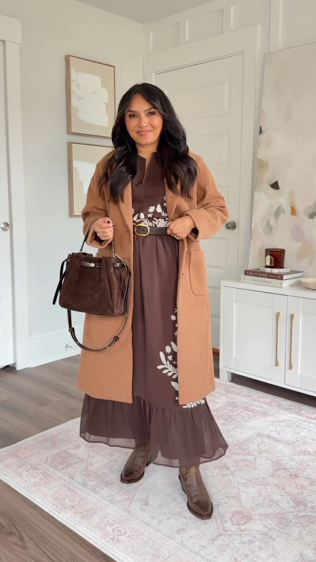 Hthr camel coat size 2 petite - sized up a size
Brown paisley maxi dress size 0 regular - would prefer size 0 petite for a better fit in the bust (dress does come in petite sizing)!
Cowgirl boots size 5.5 - size down a half size




#LTKPetite #LTKSaleAlert #LTKStyleTip