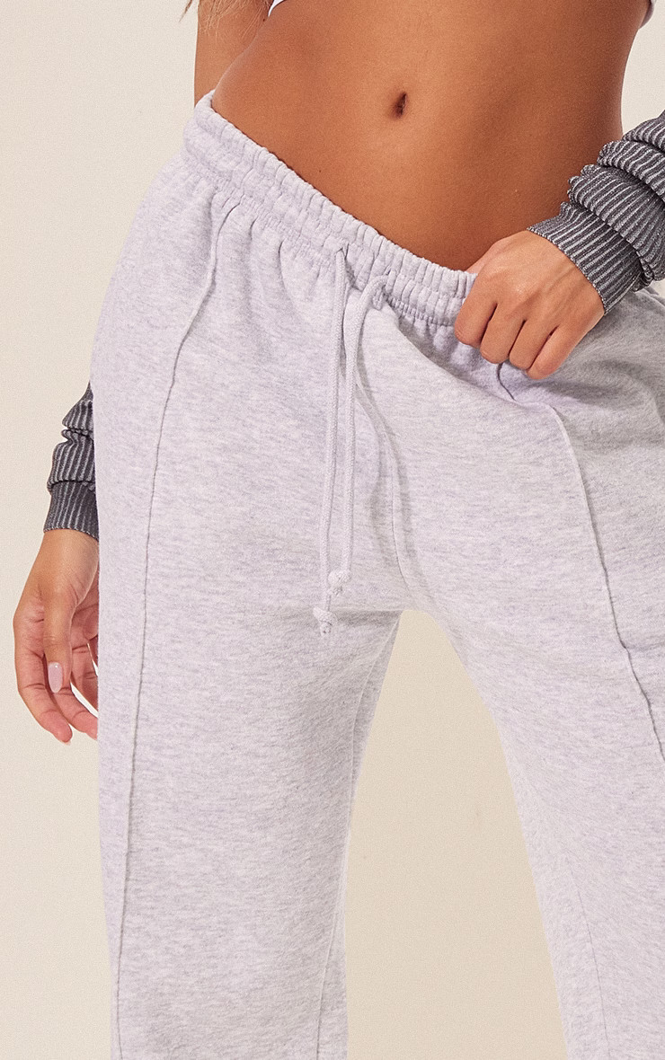 Ash Grey Pintuck Drawstring Straight Leg Sweatpants | PrettyLittleThing US