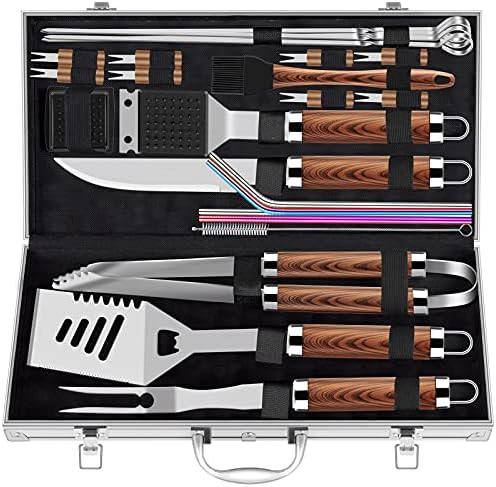 ROMANTICIST 25pcs Extra Thick Stainless Steel Grill Tool Set for Men, Heavy Duty Grilling Accessorie | Amazon (US)
