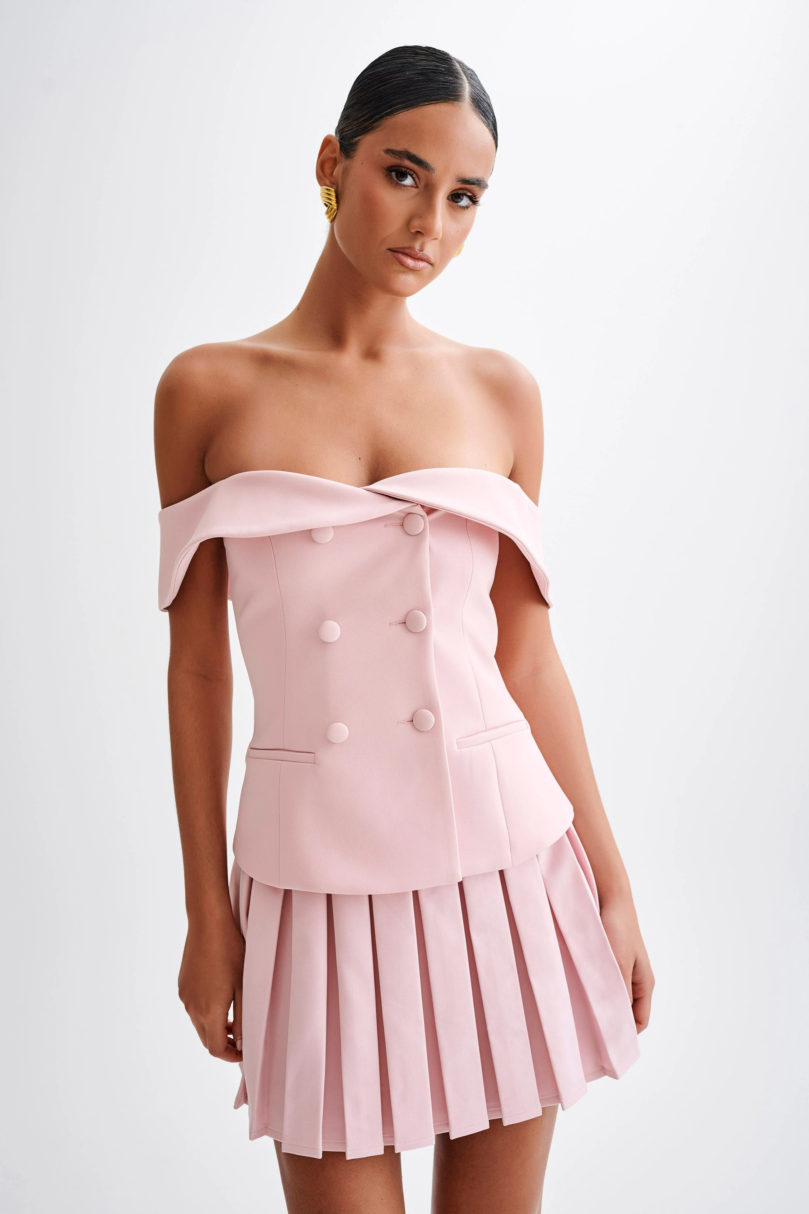 Krista Strapless Suiting Top - Baby Pink | MESHKI US