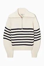 KNITTED HALF-ZIP JUMPER - WHITE - COS | COS (EU)