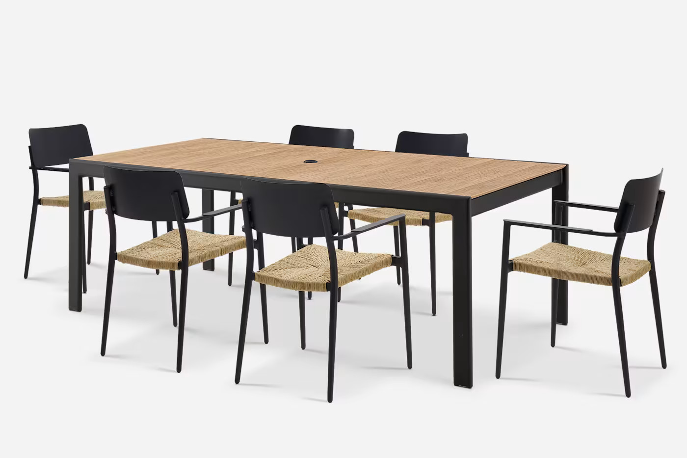 Sorrento Outdoor Dining Table with 6 Newport Outdoor Chairs | Castlery | Castlery US