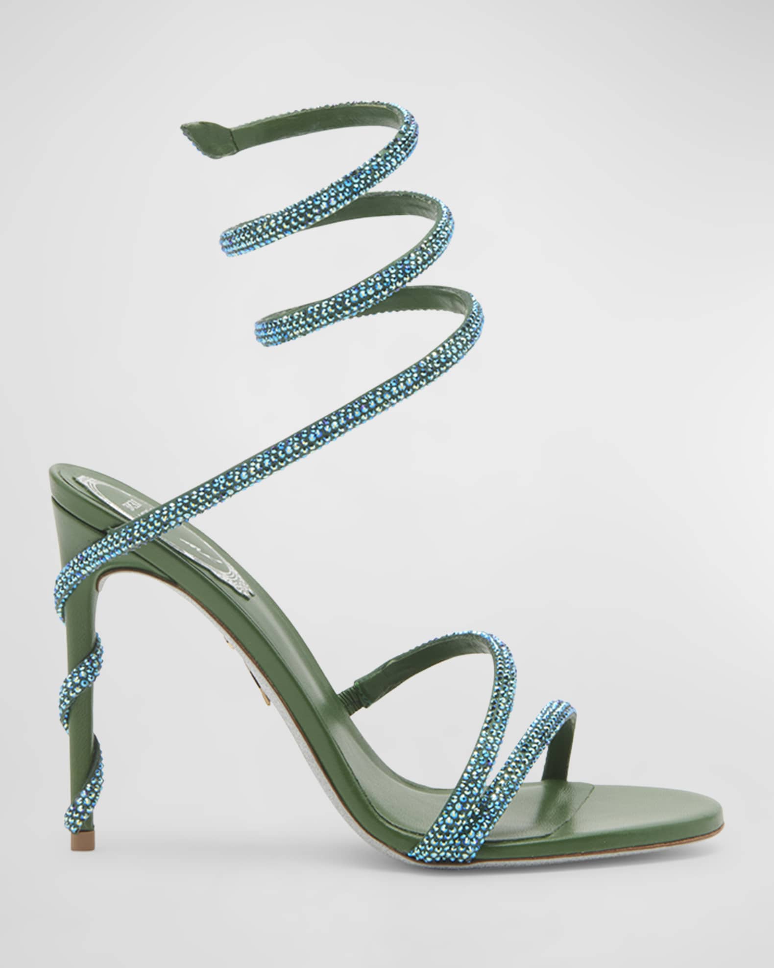 Snake-Wrap Strass Stiletto Sandals | Neiman Marcus