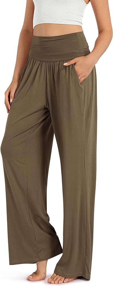 ODODOS Women's Wide Leg Palazzo Lounge Pants with Pockets Light Weight Loose Comfy Casual Pajama ... | Amazon (US)