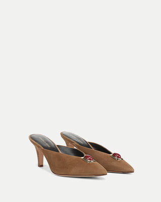 Veronica Beard Rochelle Cabochon Mule Chestnut | Veronica Beard