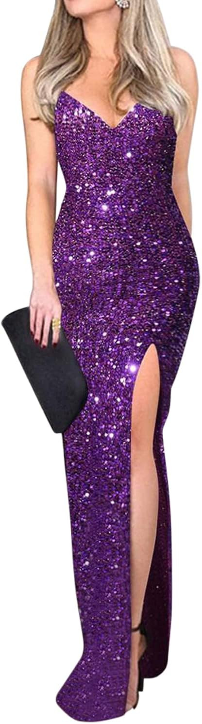 Women Sleeveless Off Shoulder Split Evening Cocktail Long Dress | Amazon (US)