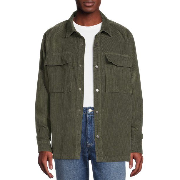 No Boundaries Men's and Big Men's Corduroy Layering Jacket, Sizes up to 5X | Walmart (US)