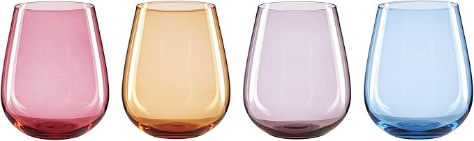 Oneida True Colors Stemless Wine Glasses, Set of 4, 4 Count, Multi | Amazon (US)