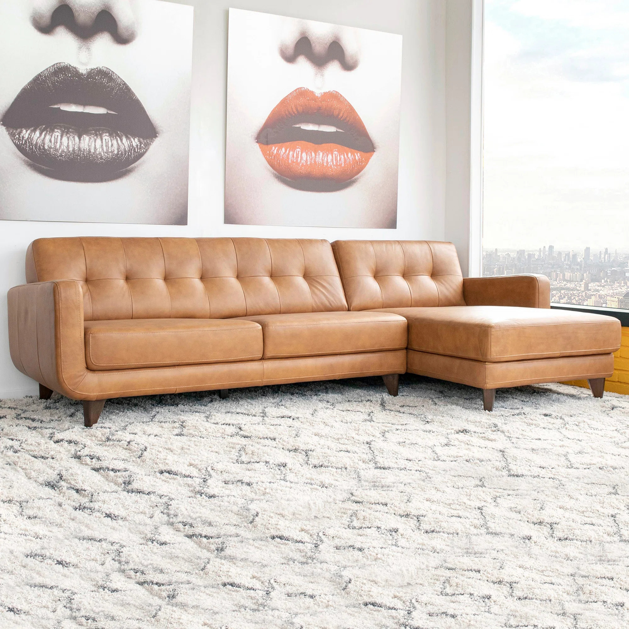 Corrigan Studio® 111.5" Wide Genuine Leather Sofa & Chaise & Reviews | Wayfair | Wayfair North America