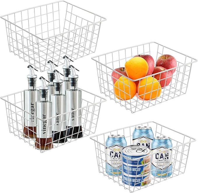 TGRPIOG 4 Pack Wire Storage Baskets for Organizing , Pantry Organization Bins for Kitchen Cabinet... | Amazon (US)