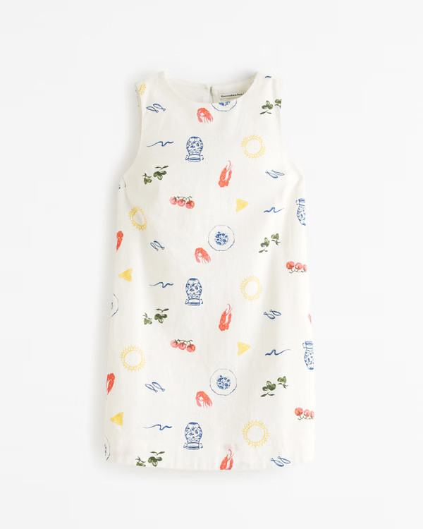 Women's High-Neck Linen-Blend Mini Dress | Women's Dresses & Jumpsuits | Abercrombie.com | Abercrombie & Fitch (US)