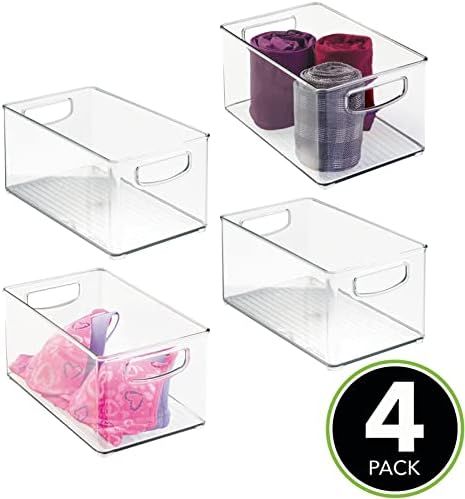 mDesign Plastic Home Closet Organizer - Basket Storage Holder Bin with Handles for Bedroom, Bathroom | Amazon (US)