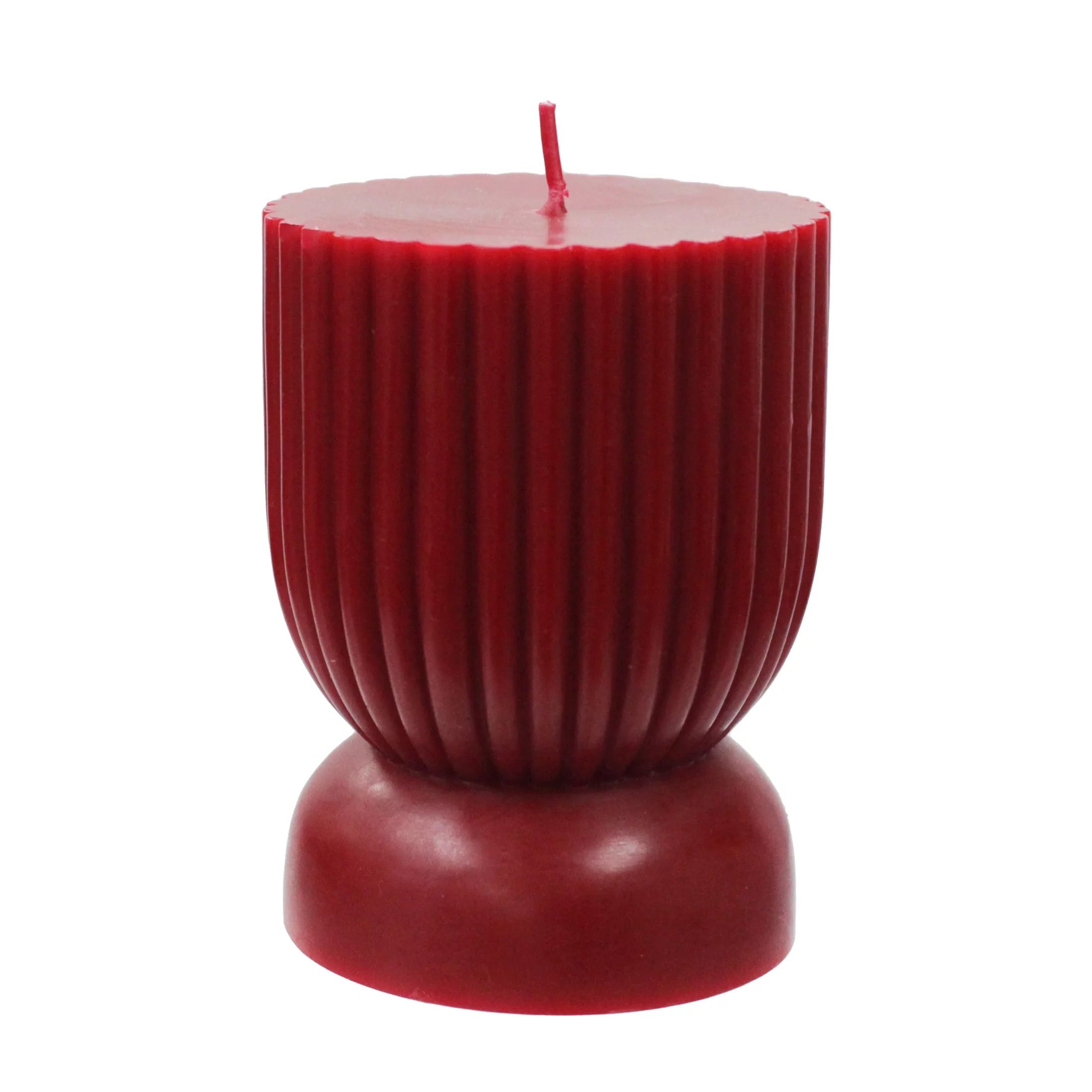 Better Homes & Gardens Unscented Ribbed Pillar Candle, 3x4 inches, Red | Walmart (US)
