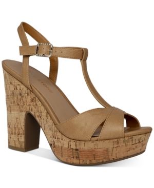 Sun + Stone Jamie T-Strap Platform Dress Sandals, Created for Macy's Women's Shoes | Macys (US)