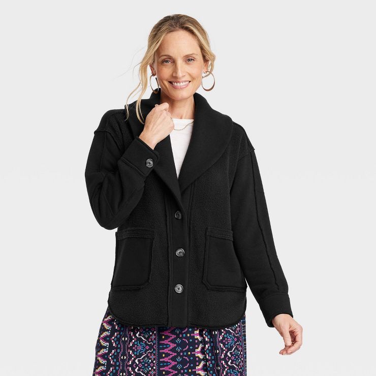 Women's Fleece Shawl Collar Jacket - Knox Rose™ | Target