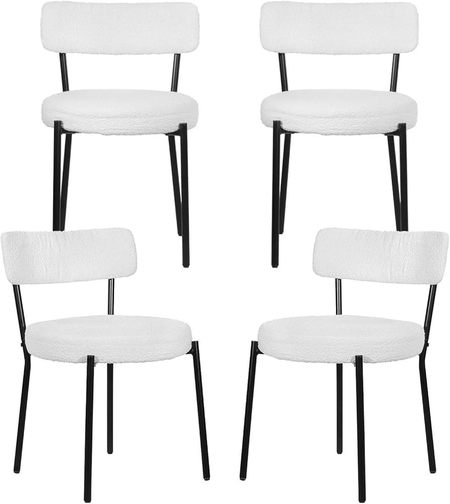 Sucrever Dining Chairs Set of 4, White Kitchen Dining Room Chairs, Upholstered Mid Century Modern... | Amazon (US)