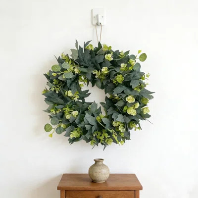 18.8 Inch Winter Wreath for Front Door, Out Door Christmas Eucalyptus Greenery Wreath, Outdoor Green Eucalyptus Decor for Farmhouse Home | Wayfair North America