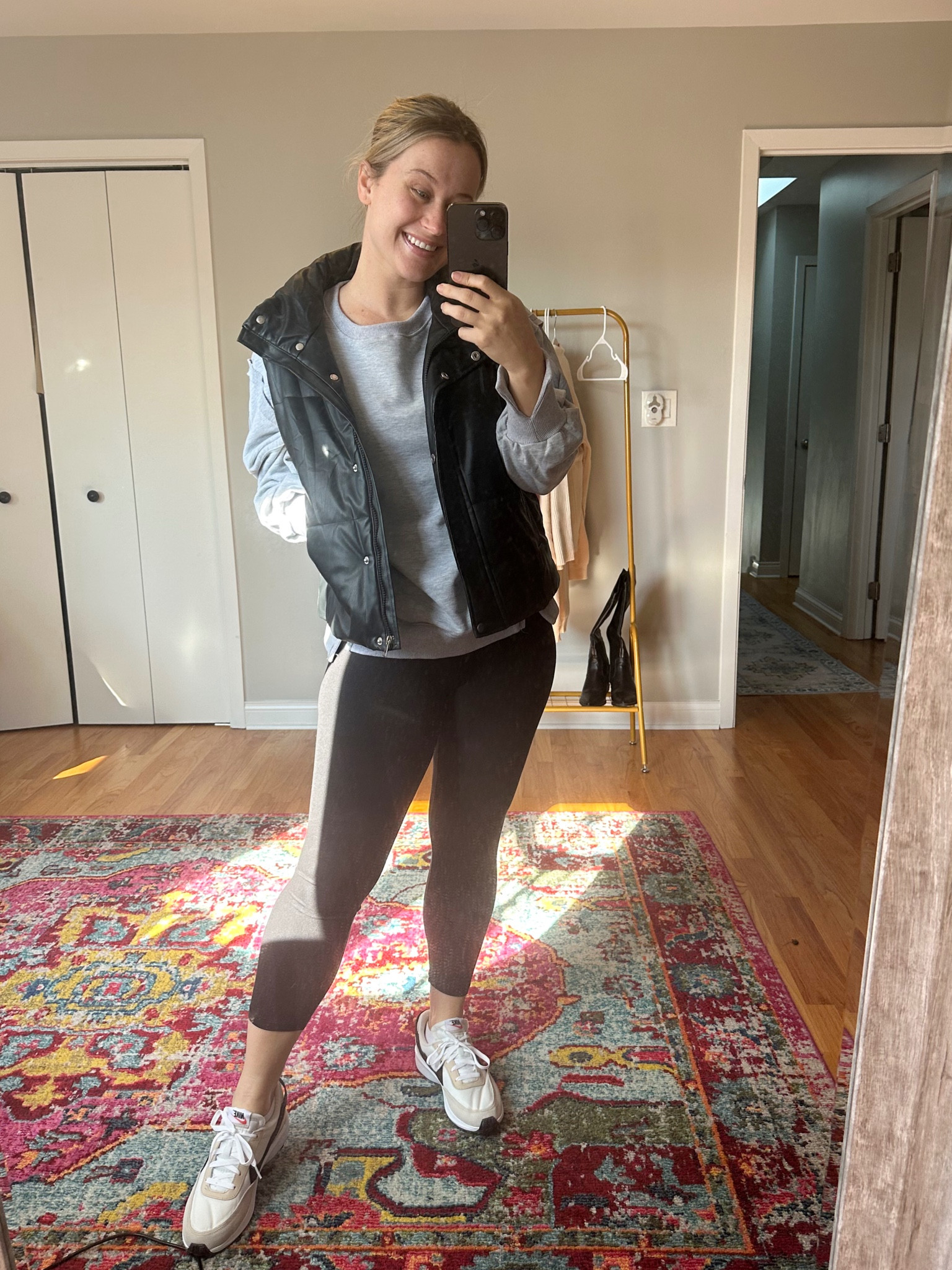 Todays comfy fall outfit / sweatshirt is a free people inspired amazon find, vest is also amazon, leggings are the best and so soft and how cute are these mikes for fall? #fallshoes #falloutfits #amazonfinds 

#LTKsalealert #LTKshoecrush #LTKfindsunder50