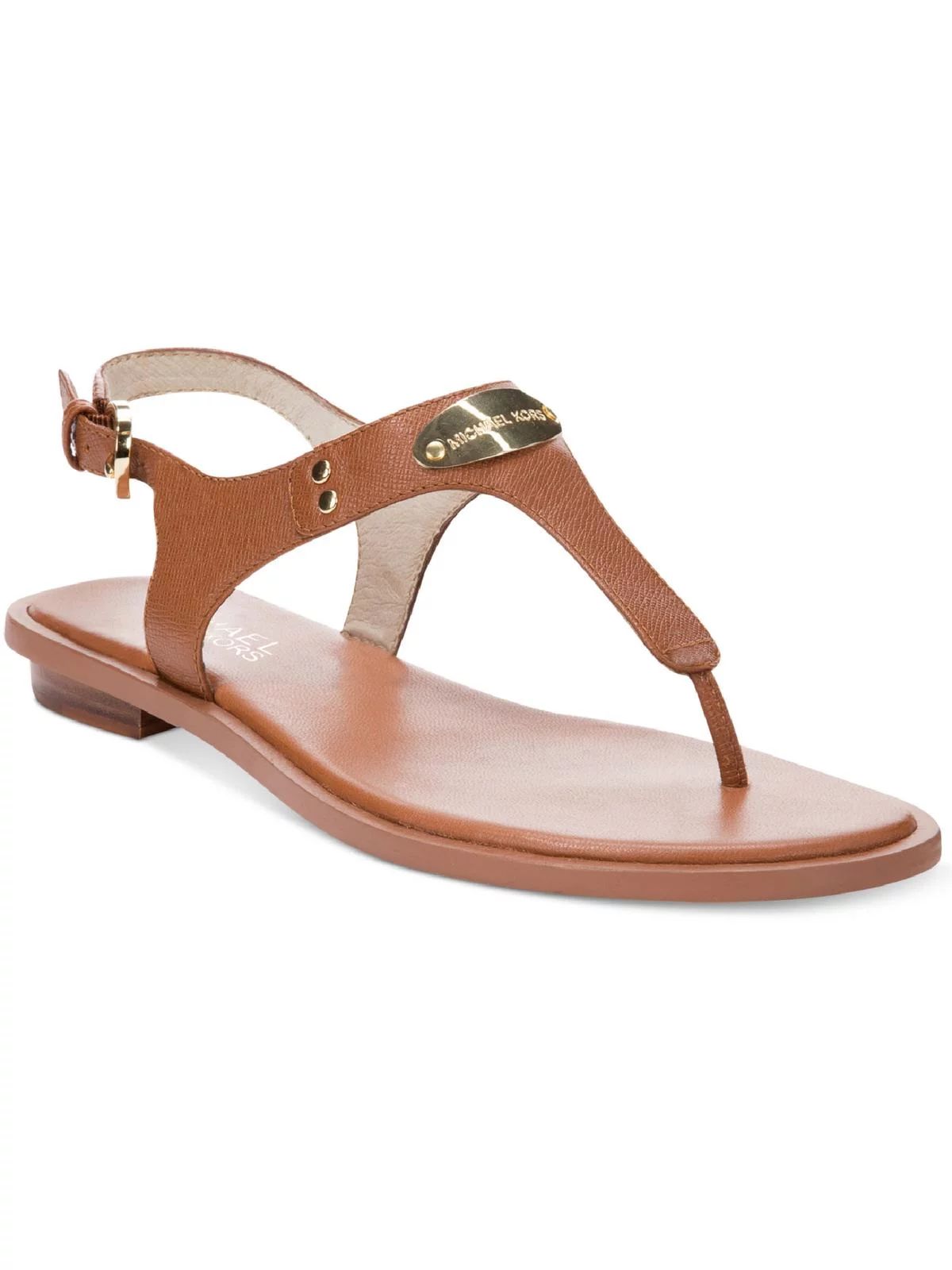 MICHAEL Michael Kors Women's Leather MK Plate T-Strap Thong Sandals | Walmart (US)