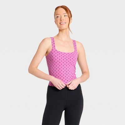Women's Everyday Soft Ladder Trim Paisley Print Tank Top - All In Motion™ Rose Pink S | Target