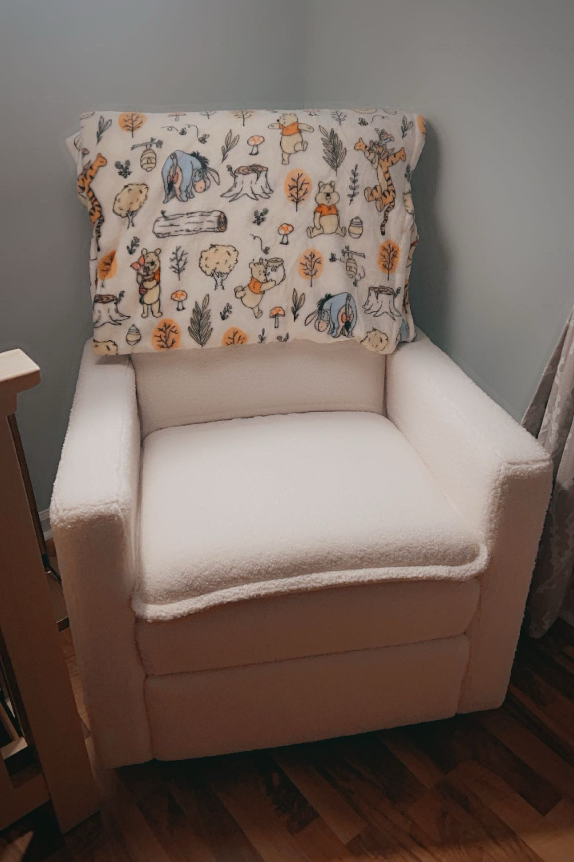 Obsessed with this glider for my nursery for my little boy 🩵 it’s a perfect dupe for the one that is literally over $1000 at Pottery barn and such great quality. It’s soft and fuzzy, it rocks/glides, and has a recliner too! Highly recommend for mamas to be 🫶🏻

#LTKBaby #LTKHome #LTKBump