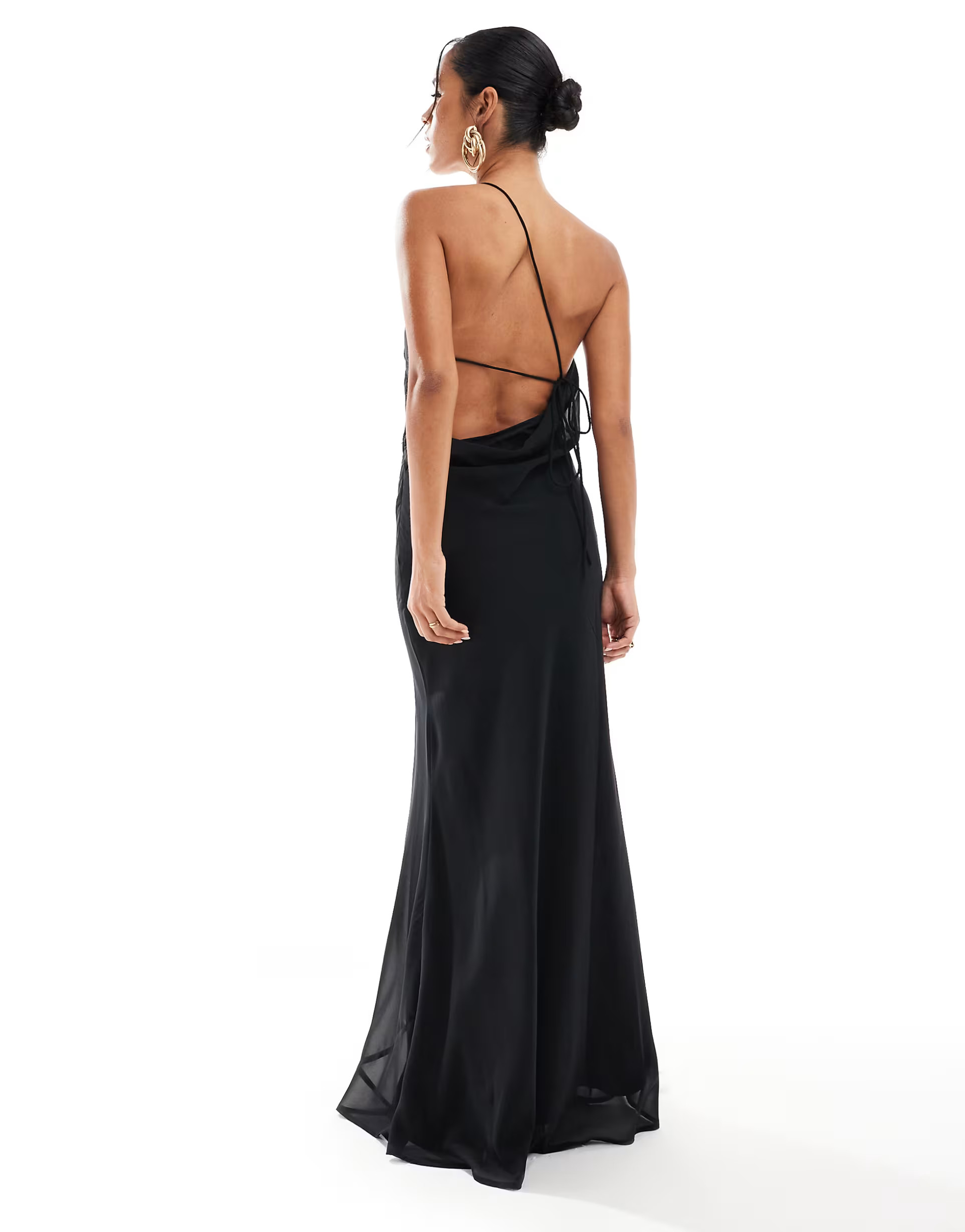 ASOS DESIGN one shoulder maxi dress with open back in black | ASOS (Global)