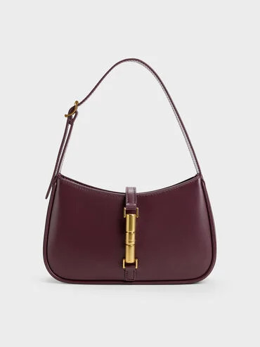 Cesia Metallic Accent Shoulder Bag
    
         - Wineberry Red | Charles & Keith CA