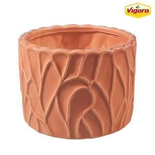 Tawny Small Glazed Peach Textured Ceramic Planter (6.1 in. L x 6.1 in. W x 5.1 in. H) | The Home Depot