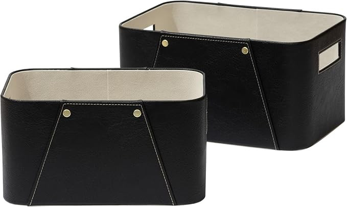 La Jolie Maison Storage Baskets for Organizing, 2 Pack, Luxury Vegan Leather Storage Cube Boxes f... | Amazon (US)