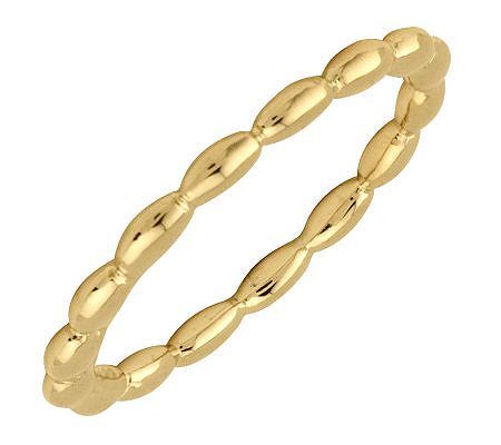 Simply Stacks 18K Yellow Gold-Plated Sterling Ring - Rice Bead | QVC