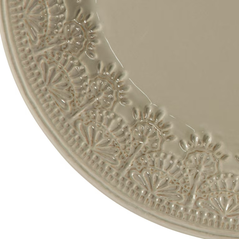 The Pioneer Woman Vintage Lace 12-Piece Ceramic Dinnerware Set, Taupe | Walmart (US)