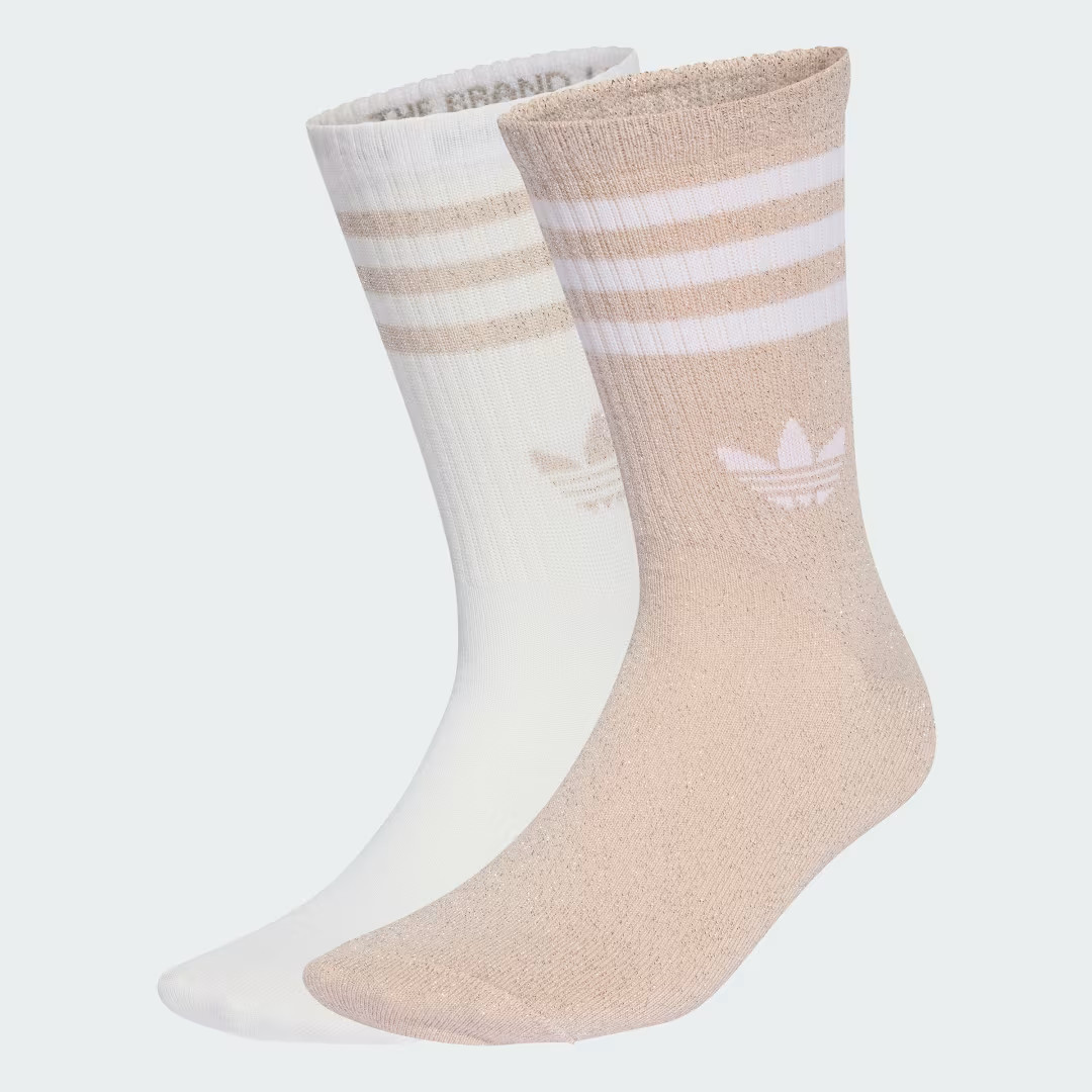 adidas 3-Stripes Glitter Crew Socks 2 Pairs Blush Pink S - Originals Socks | adidas (US)