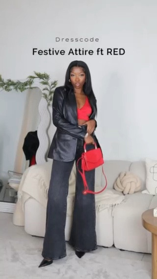 Levi’s, Asos, Revolve, Meshki, Miss lola, Ego, Oh polly, Zara, leather blazer, wide leg jeans, bootleg jeans, red top handle bag, red cut out top, satin shirt, red shirt, satin trousers, red trousers, satin co-oes, gold pumps, gold clutch, red cut out dress, maxi dress, black mules, festive outfits, party outfit ideas, holiday outfits, style inspiration 

#LTKstyletip #LTKSeasonal #LTKeurope