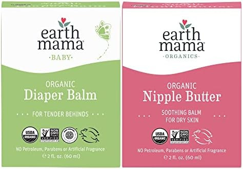 Earth Mama 2-Piece Gift Set, Organic Diaper Balm and Organic Nipple Butter Breastfeeding Cream | Amazon (US)