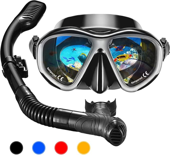 OMORC Snorkel Kit,[1/2 Pack] Anti Leak Dry Snorkel Set for Adult Youth,Anti-Fog Tempered Glass Sn... | Amazon (US)