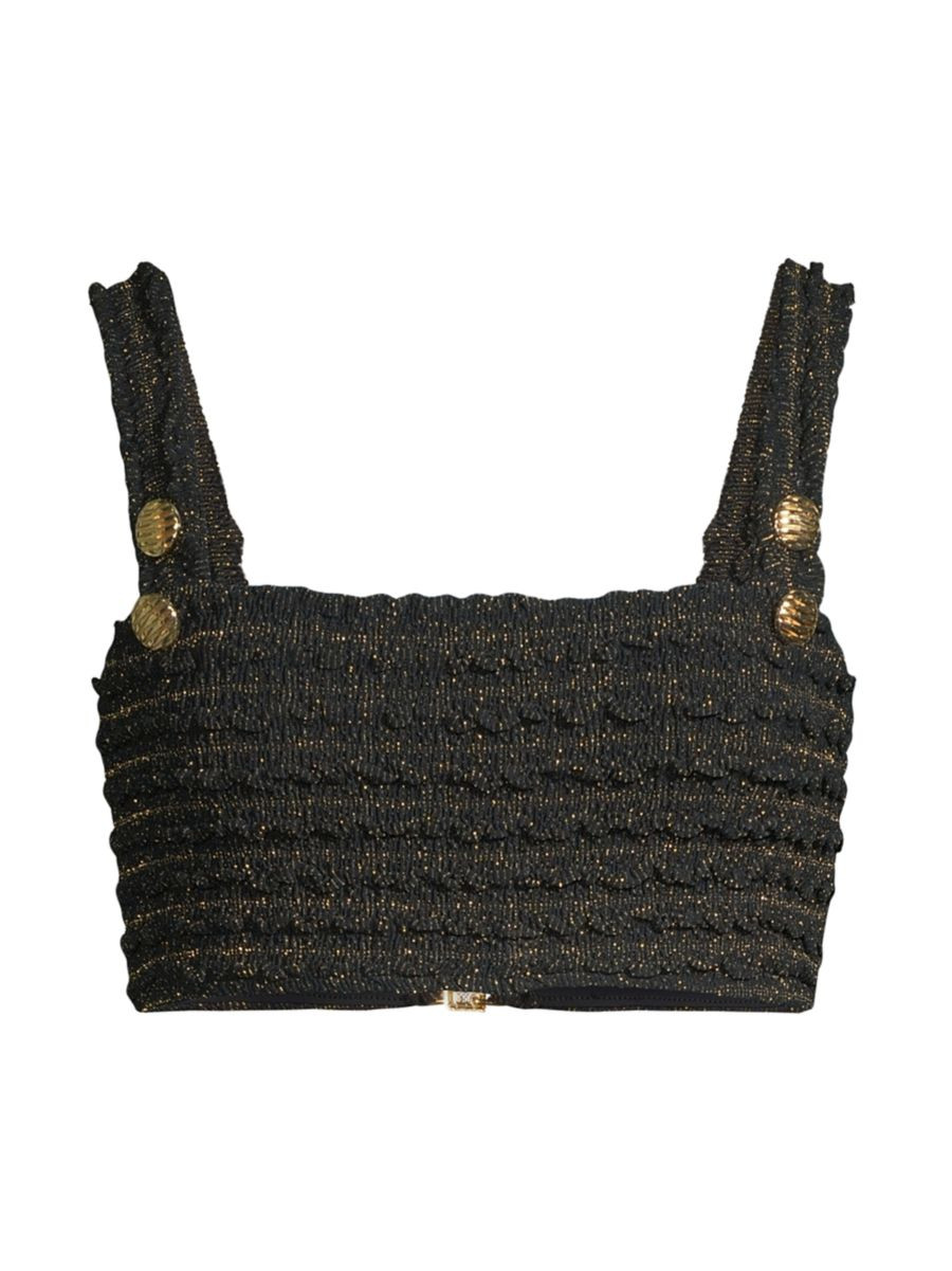 PatBO Crinkle Lurex Bikini Top | Saks Fifth Avenue | Saks Fifth Avenue