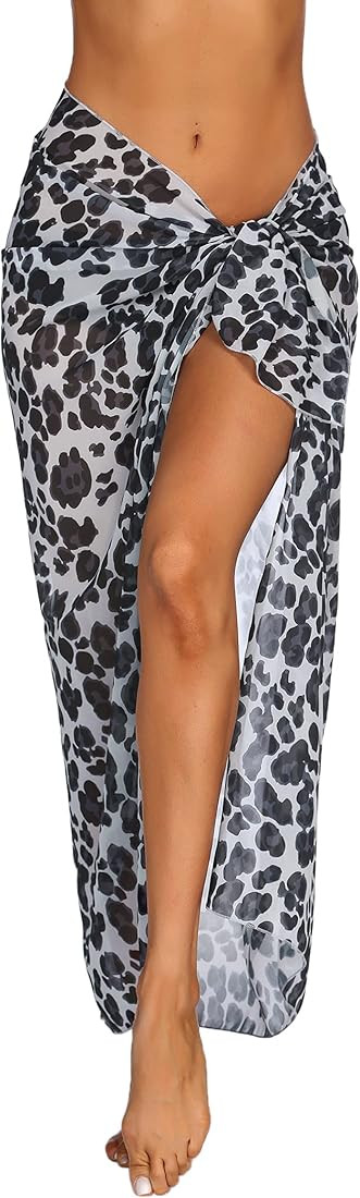 Ekouaer Women Sarong Swimsuit Coverups Chiffon Long Bikini Wraps Sheer Beach Bathing Suit Cover U... | Amazon (US)