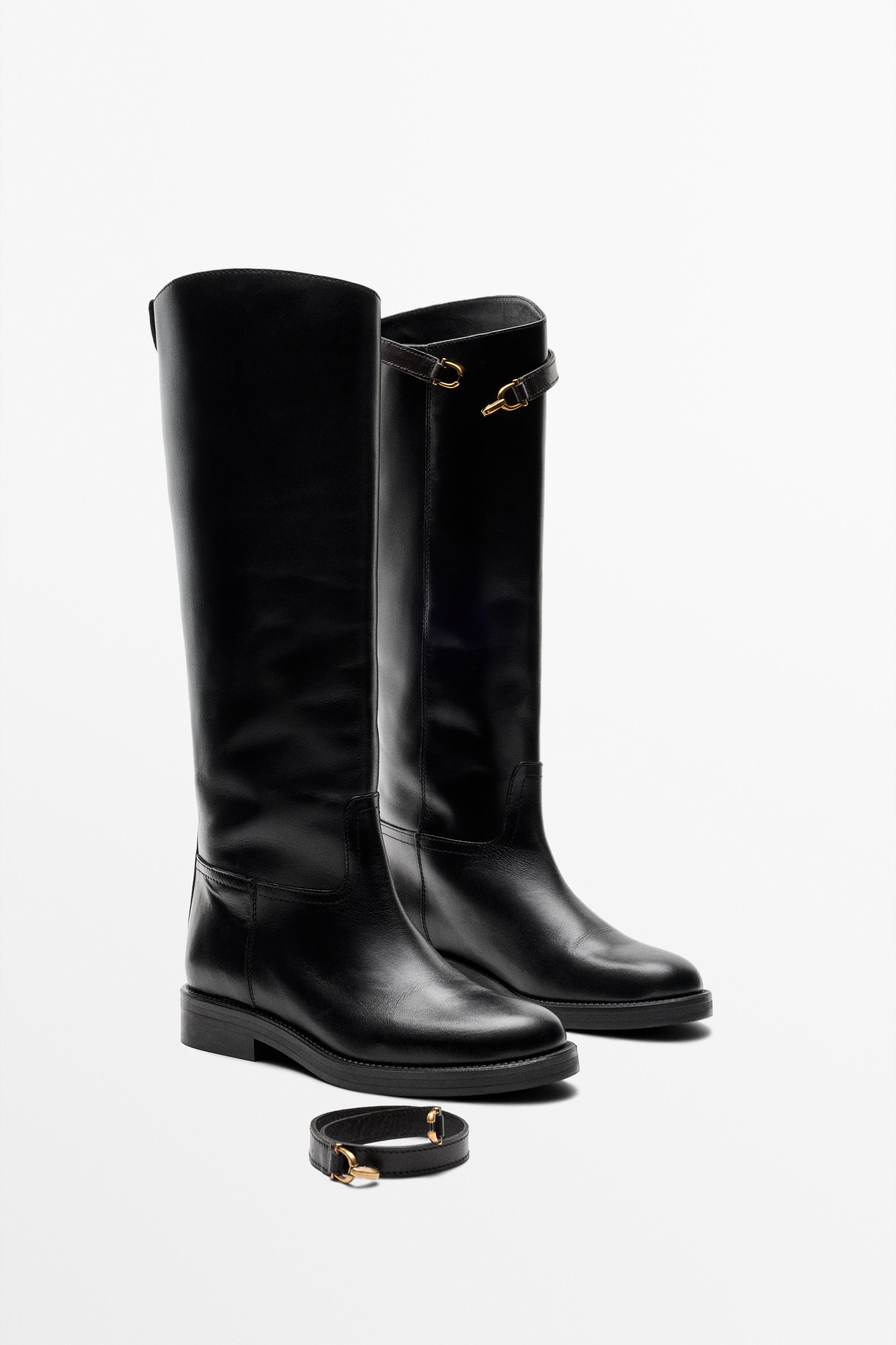 Leather riding boots | Massimo Dutti UK