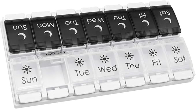 EZY DOSE Push Button (7-Day) Pill Case, Medicine Planner, Vitamin Organizer, 2 Times a Day AM/PM,... | Amazon (US)